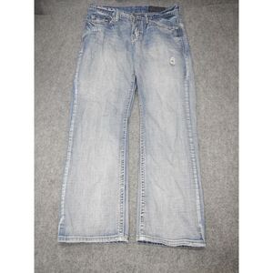 Axel Treadwell Relaxed Straight Jeans Mens W32‎ L32 Distressed Light Wash Denim